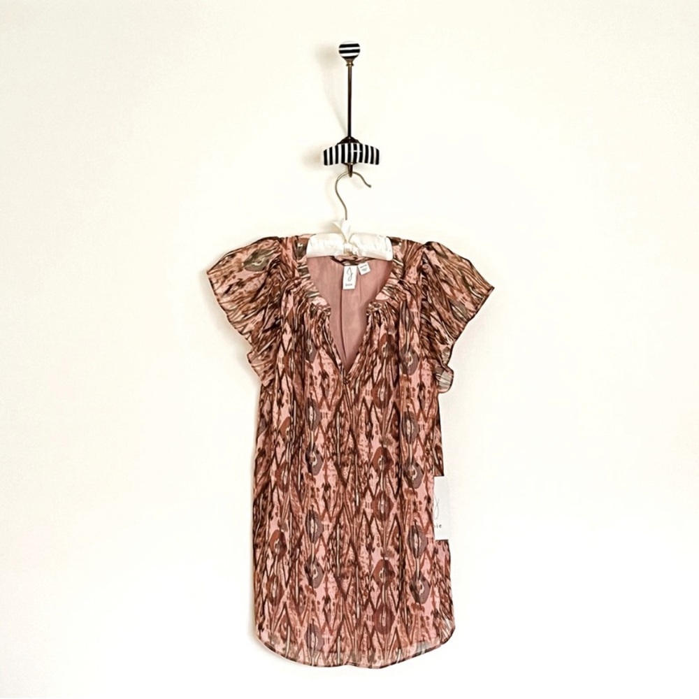 NWT Joie Tribal Print Flutter Sleeve Blouse Top